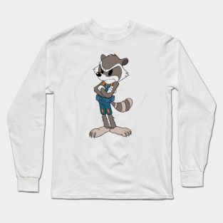 Space Raccoon in 1930s rubber hose cartoon style - cuphead Long Sleeve T-Shirt